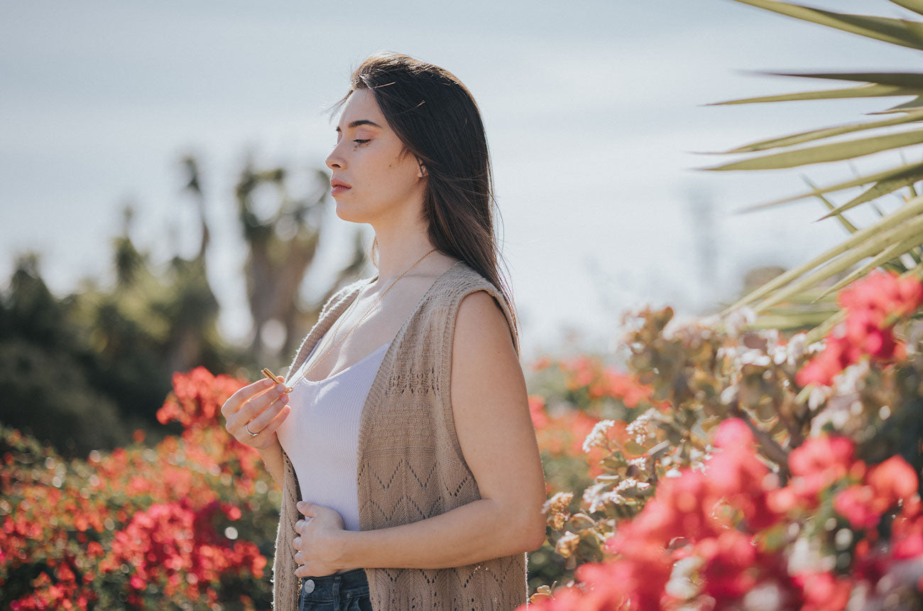 a woman breathing